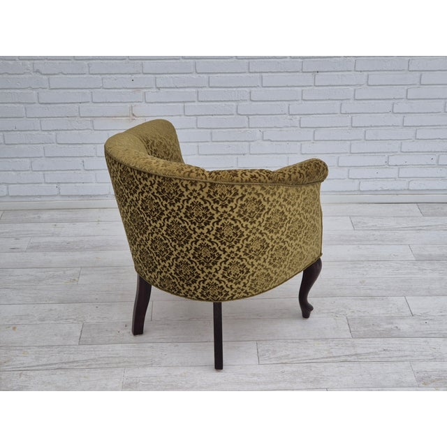 Vintage Danish Lounge Chair in Green Furniture Fabric, 1950s For Sale - Image 9 of 18