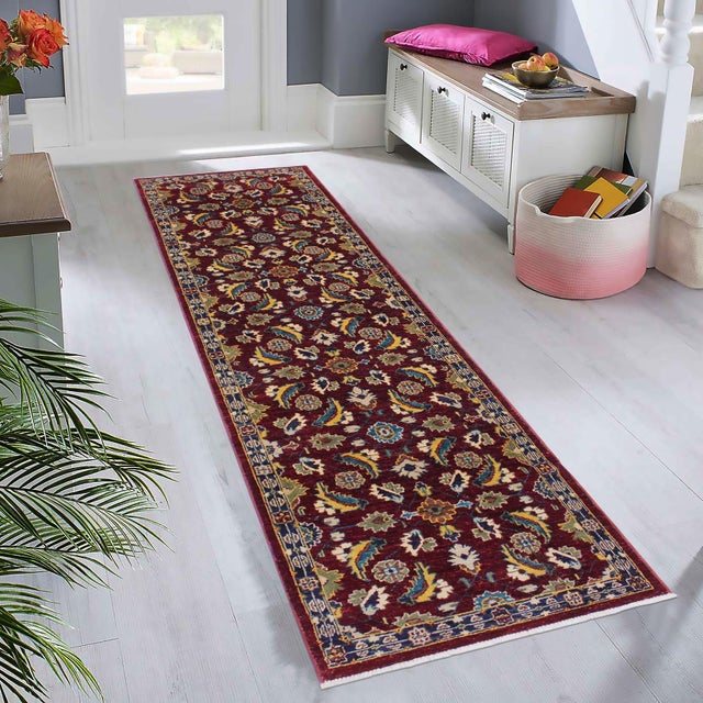 Shabby Chic Shabby Chic Ziegler 1990's Red/Blue Wool Runner Rug- 2'7'' X 9'9'' For Sale - Image 3 of 10