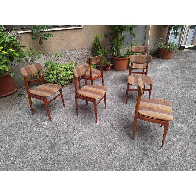 Chairs with Teak Frame and Padded Seat, 1960s, Set of 6 For Sale - Image 10 of 12