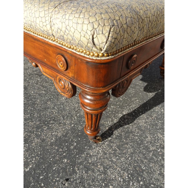 Large Vintage Theodore Alexander Tufted Bench Ottoman Coffee Table W Game Table For Sale - Image 9 of 15