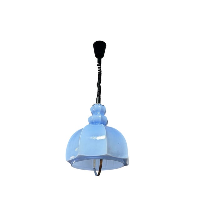 1970s Vintage Light Blue Adjustable Pendant Light, Former Yugoslavia, 1970s For Sale - Image 5 of 7