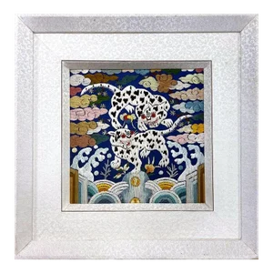 Late 19th Century Joseon Dynasty Korean Embroidered Military Rank Badge