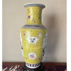 Mid 20th Century 18" Chinese Famille Jaune Porcelain Vase - Hand Painted Maiden Scene For Sale In San Francisco - Image 6 of 8