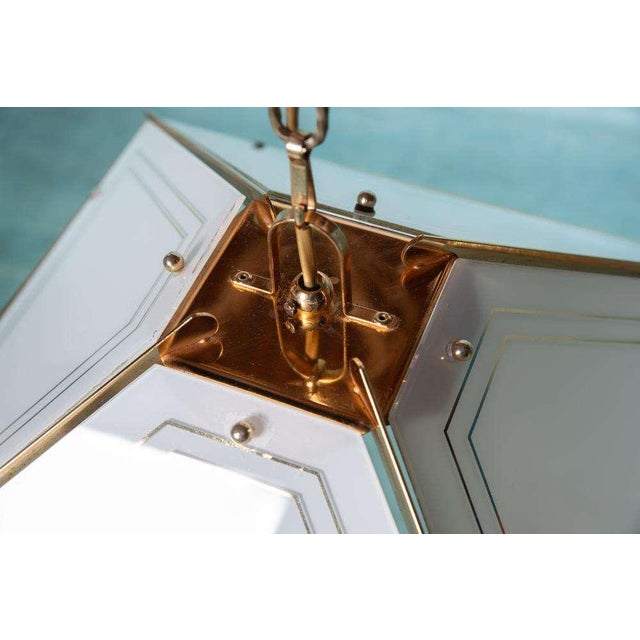 Vintage Regency Brass & Glass Pendant For Sale - Image 9 of 18