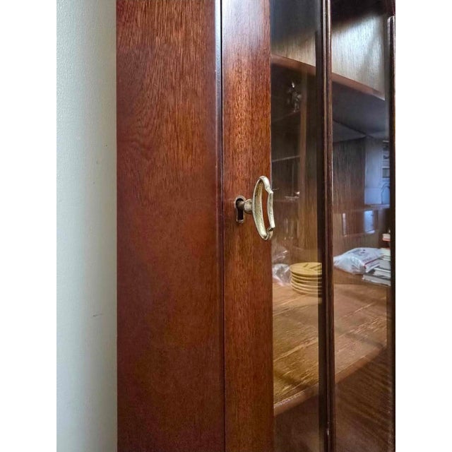 Wood 1960s Georgian English Mahogany Inlaid Corner Cabinet For Sale - Image 7 of 11