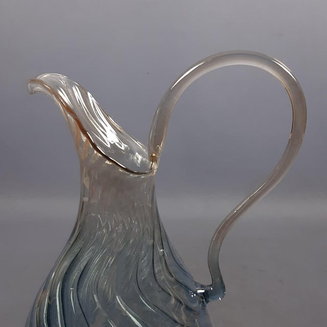 Vintage Modern Ribbed Blown Glass Jug from Parise, 1980s For Sale - Image 6 of 13