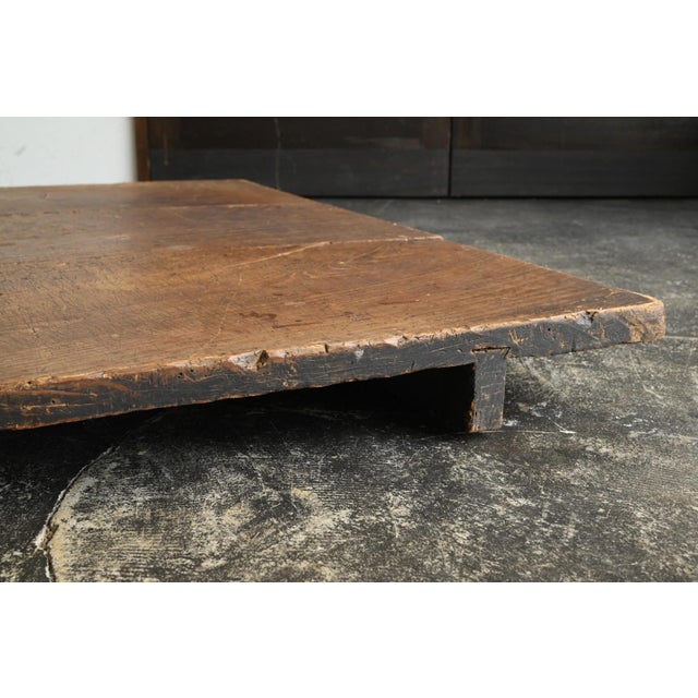 Antique Japanese Wooden Work Board / Wall-Mounted Object/ Wabi-Sabi Low Table For Sale - Image 13 of 18