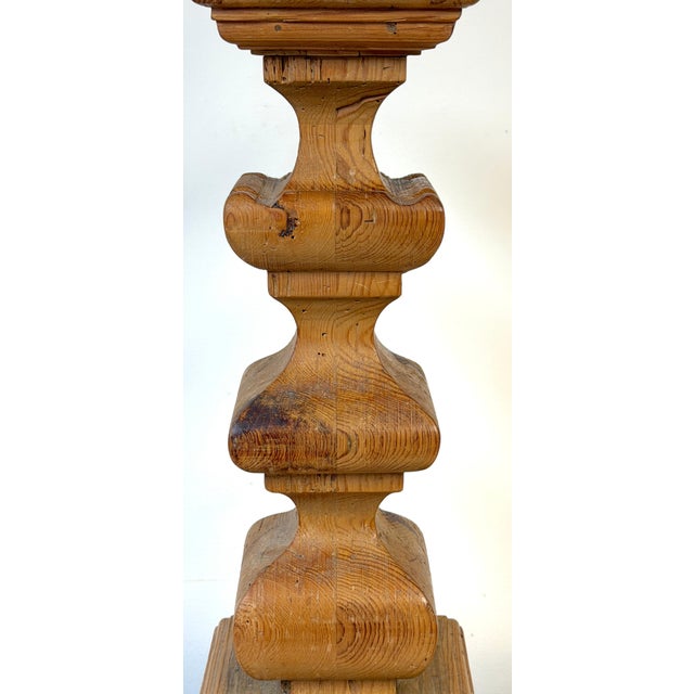 Mid 20th Century Monumental Tuscan Carved Pine Column Table Lamps, Rewired - a Pair For Sale - Image 4 of 14