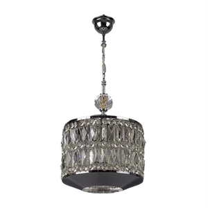 Mid-Century Modern Crystal Glass and Chrome Pendant Lamp