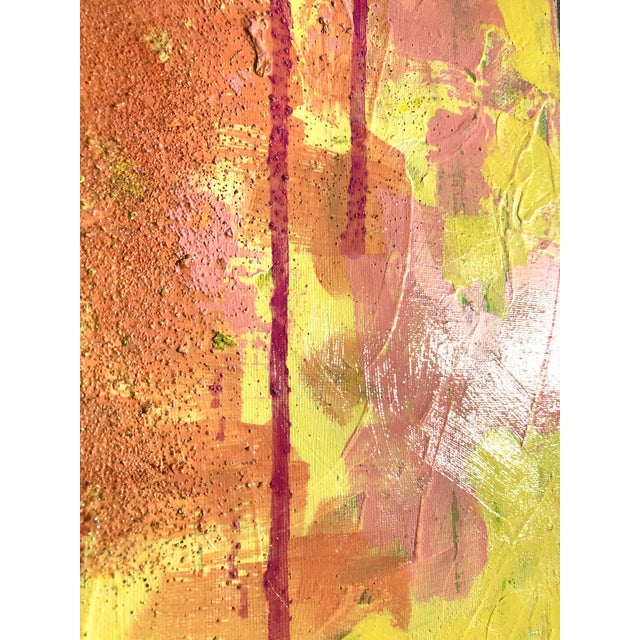 Abstract Contemporary Artwork by Cassandra Auker Original Acrylic Paint and Fl. Beach Sand on Canvas Painting “Rum Punch” For Sale - Image 3 of 9