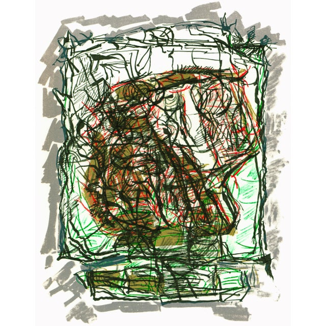 Original untitled lithograph by Jean-Paul Riopelle published in 1976 by Maeght Éditeur for Derrière Le Miroir, and printed...