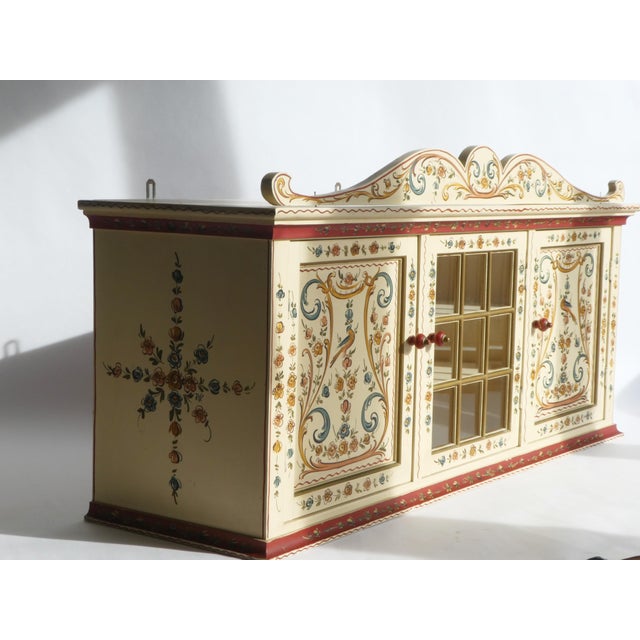 Vintage Folk Art Hindeloopen Dutch Display Cabinet with Glass Door, 1950s For Sale - Image 12 of 14