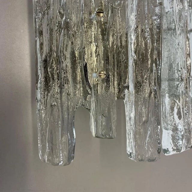 Large Hollywood Regency Ice Glass Wall Light from J. T. Kalmar, 1960s For Sale - Image 10 of 18
