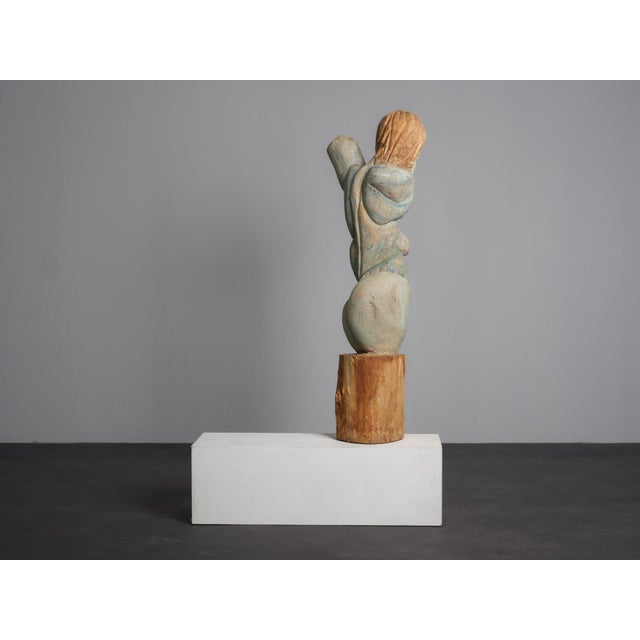 Tom De Munk-Kerkmeer, Painted Wood Female Figure Sculpture, 1990s, Wood For Sale - Image 4 of 11