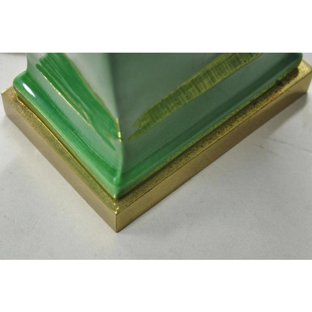 Vintage Paul Hanson Chinoiserie Green Porcelain Jardiniere Oriental Table Lamp For Sale - Image 9 of 12