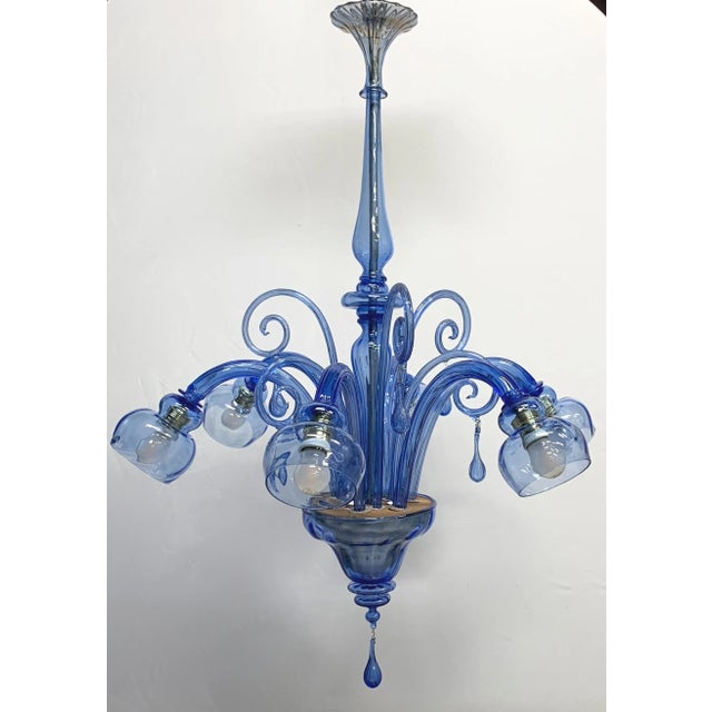 Blue Chandelier attributed to Venini, 1930 For Sale - Image 8 of 8