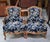 Pair of louis xv style bergère armchairs with japonisme upholstery a charming pair of louis xv style bergère armchairs in...