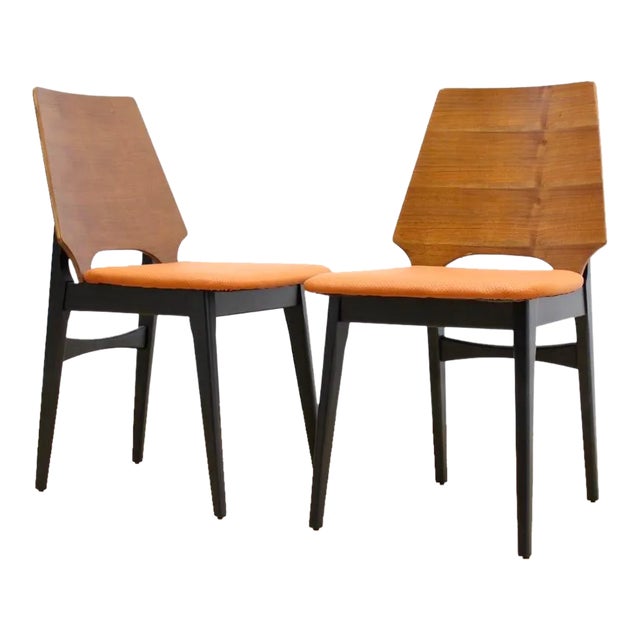 Pair of 1960s Occasional Chairs in Black & Orange For Sale