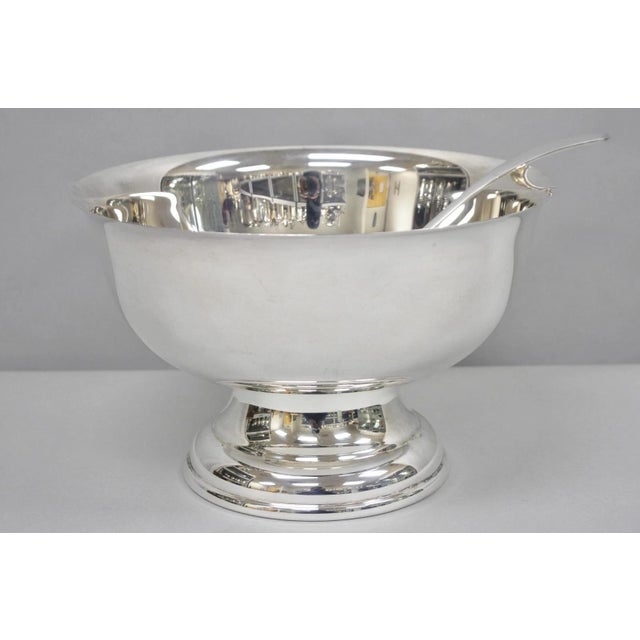 Mid-Century Modern Vintage Sheridan Mid Century Modern Silver Plated Punch Bowl Set W/ 10 Cups For Sale - Image 3 of 14