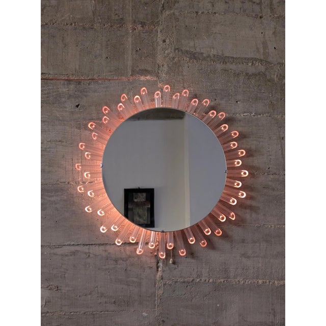 Pink Sun Mirror Lamp, 1970s For Sale - Image 10 of 10