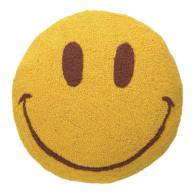 Smile Face Hook Pillow, 16" Diameter For Sale