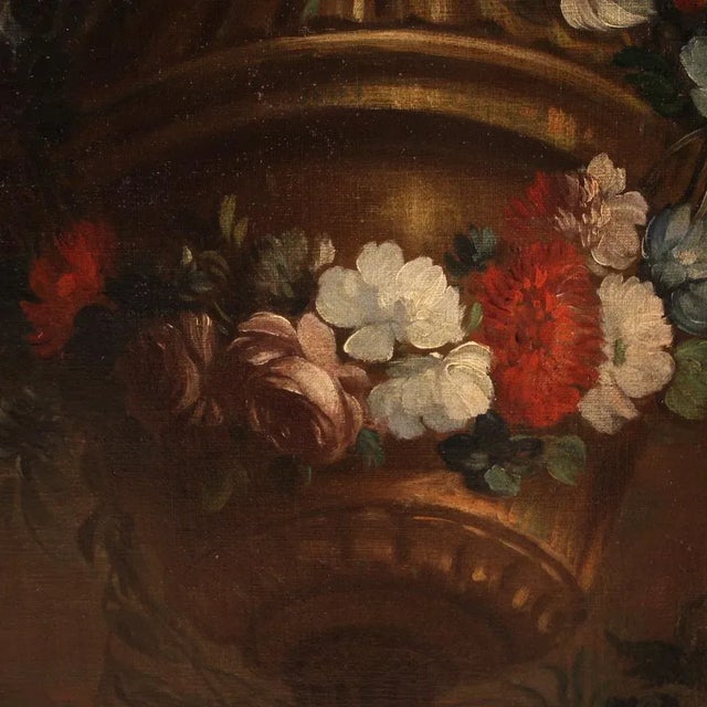 Italian Artist, Still Life with Flowers, 1730, Oil on Canvas For Sale - Image 14 of 16
