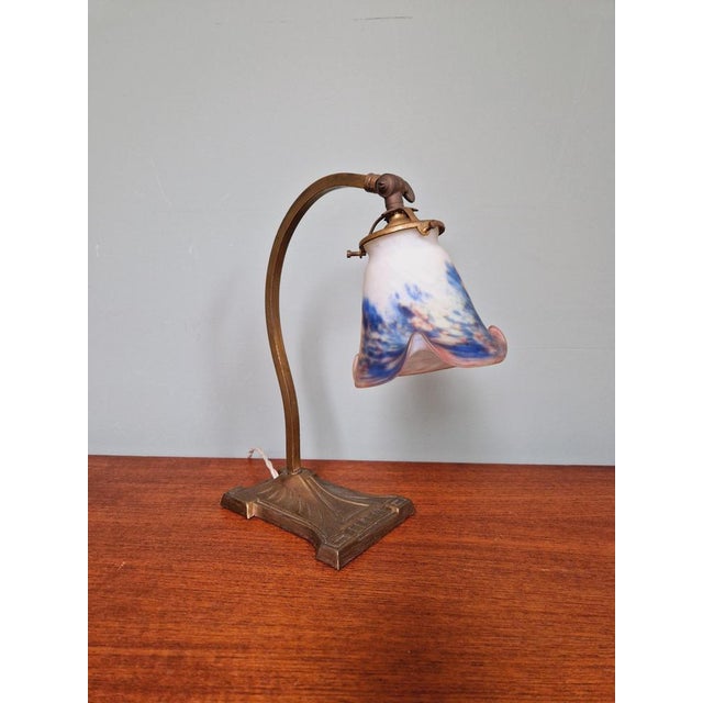 Art Deco Desk Lamp by Le Verre Français, 1920s For Sale - Image 3 of 17