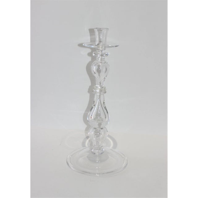 Crystal Double Tear Drop Balustrade 19.5" Candle Holder Steuben Homage Signed by Artisan For Sale - Image 13 of 13