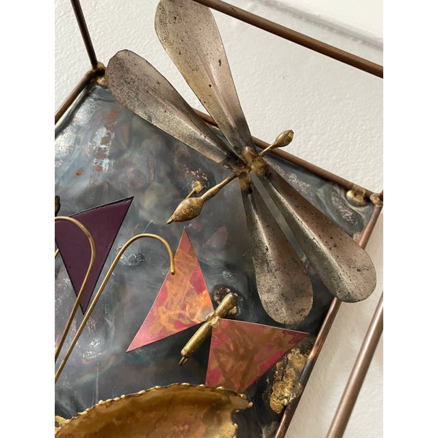 Metal Mid-Century Copper Enamel Butterfly & Dragonfly Metal Wall Art For Sale - Image 7 of 9