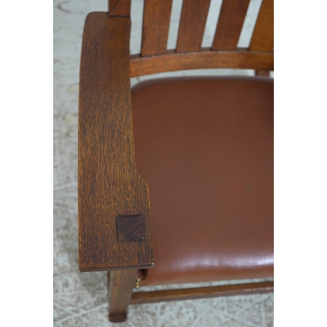 Antique L&jg Stickley Leather Seat Rocking Chair For Sale - Image 11 of 18