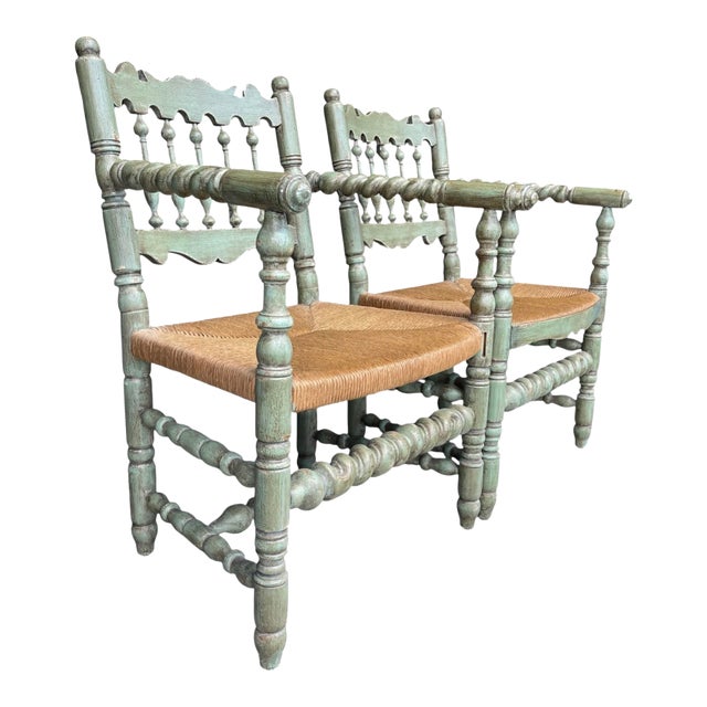 Charles Pollock for William Switzer English Spindle Back Armchairs -Pair For Sale