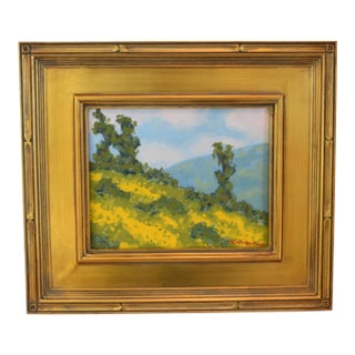 Marc M. Graison California Landscape "Wild Marigolds" Painting Including the Antiqued Gold Wood Frame For Sale