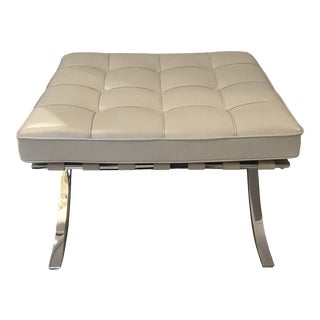 Knoll Barcelona Leather Stool For Sale