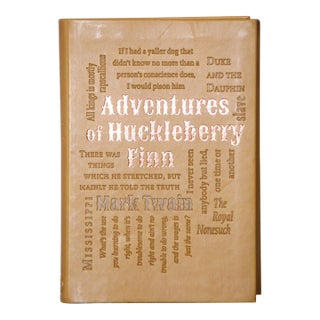 New! Soft, Faux Leather-Bound Book 'Huckleberry Finn'. Impressed and Foil Writing Front and Back For Sale