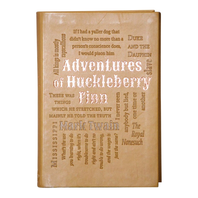 New! Soft, Faux Leather-Bound Book 'Huckleberry Finn'. Impressed and Foil Writing Front and Back For Sale