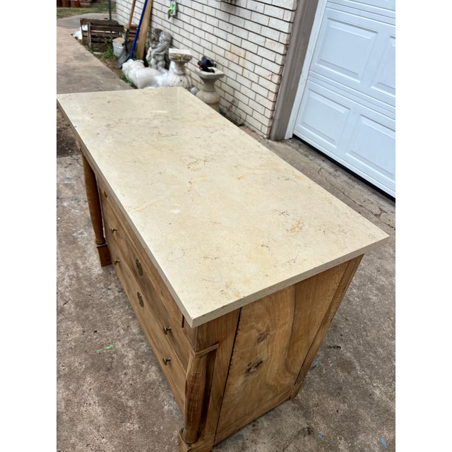 Wood French 18th Century Empire Bleached Walnut Marble Top Commode For Sale - Image 7 of 12