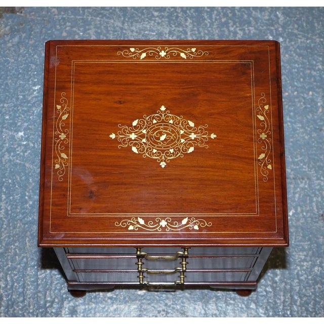 Anglo Indian Nightstands with Brass Inliad For Sale - Image 12 of 16