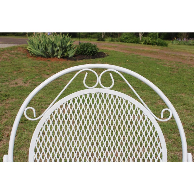Metal Wrought Iron Patio Set—Four Armchairs and a Table With a Glass Top For Sale - Image 7 of 18