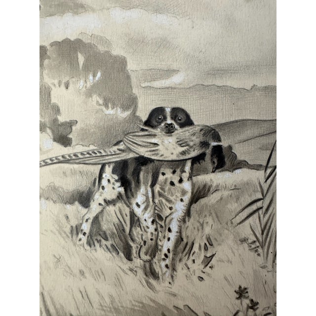 Original graphite pencil drawing by American artist and illustrator Theodore E. Schrock (1879–1952), depicting a sporting...