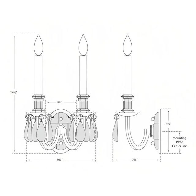 Visual Comfort Thomas O'Brien for Visual Comfort Signature Elizabeth Double Sconce in Gilded Iron with Quartz For Sale - Image 4 of 4
