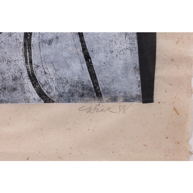 Postmodern Clinton Hill Signed 1988 Abstract Geometric Postmodern Monotype Framed For Sale - Image 3 of 6