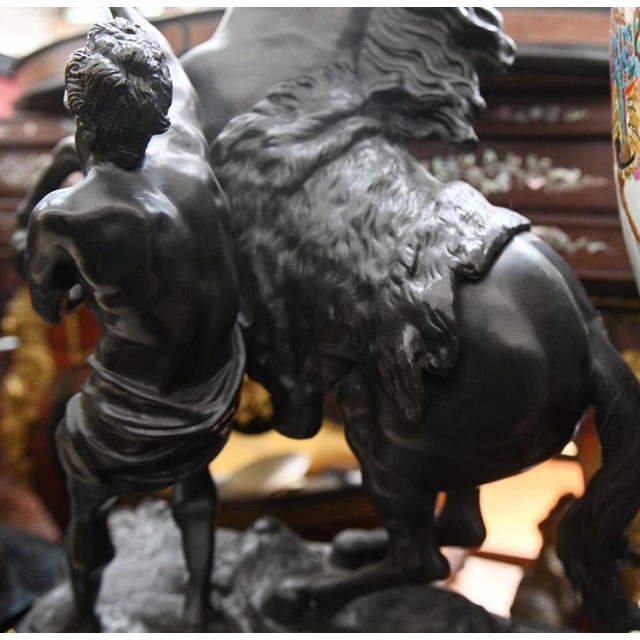 Marley Horse Statues with Boulle, Bronze, Set of 2 For Sale - Image 5 of 6