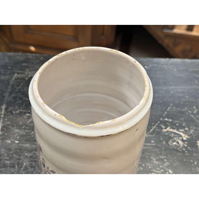 White 19th Century Earthenware Pharmacy Jar with Branches and Snakes For Sale - Image 8 of 9