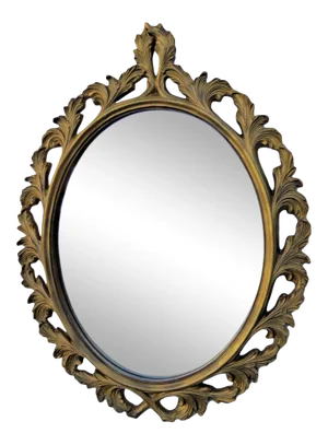 Carved Oval Vintage Distressed Gold Wall Bathroom Vanity Mirror