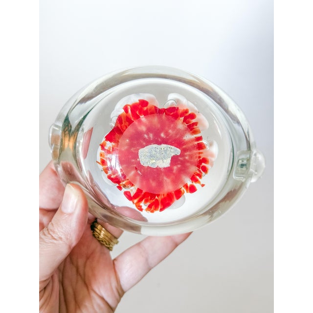 Glass Murano Style Blown Glass Catchall Dish Ashtray With Lilies For Sale - Image 7 of 10