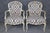 French 19th C Pair Louis XV French Paint Decorated Style Distressed Painted Armchairs For Sale - Image 3 of 13