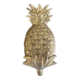Vintage Cast Brass Pineapple Door Knocker With Aged Patina For Sale