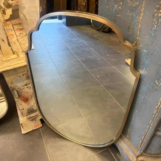 1950s 1950s Mid-Century Modern Gio Ponti Style Solid Brass Wall Mirror For Sale - Image 5 of 12