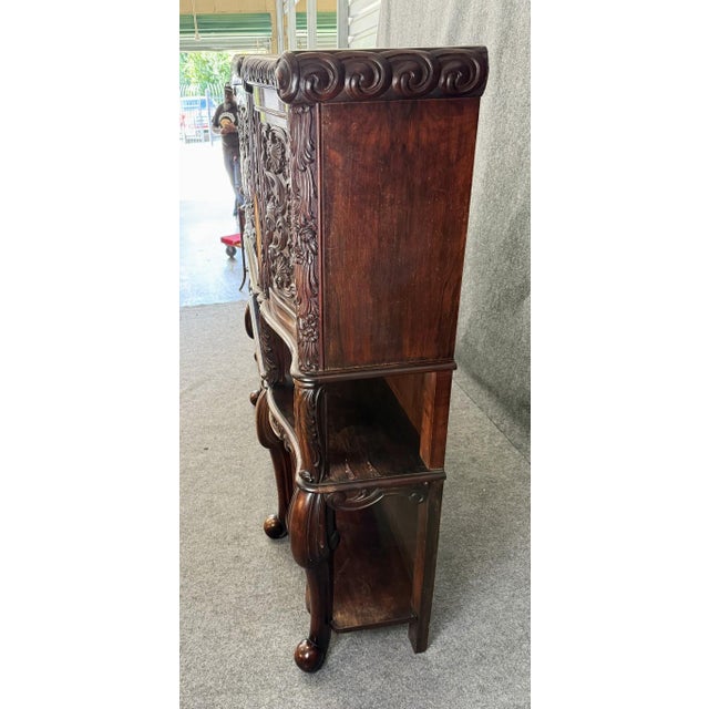 19th Century Heavily Carved Continental Drop-Front Bar With Greyhound Motif For Sale - Image 10 of 14