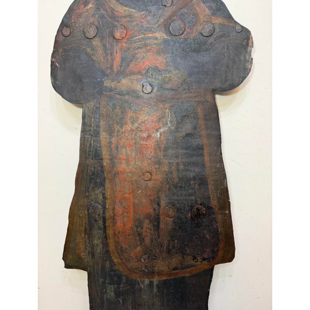 Huge Antique Hand Painted 17th Century Copper Wrought Iron Religious Sign Statue For Sale - Image 9 of 18
